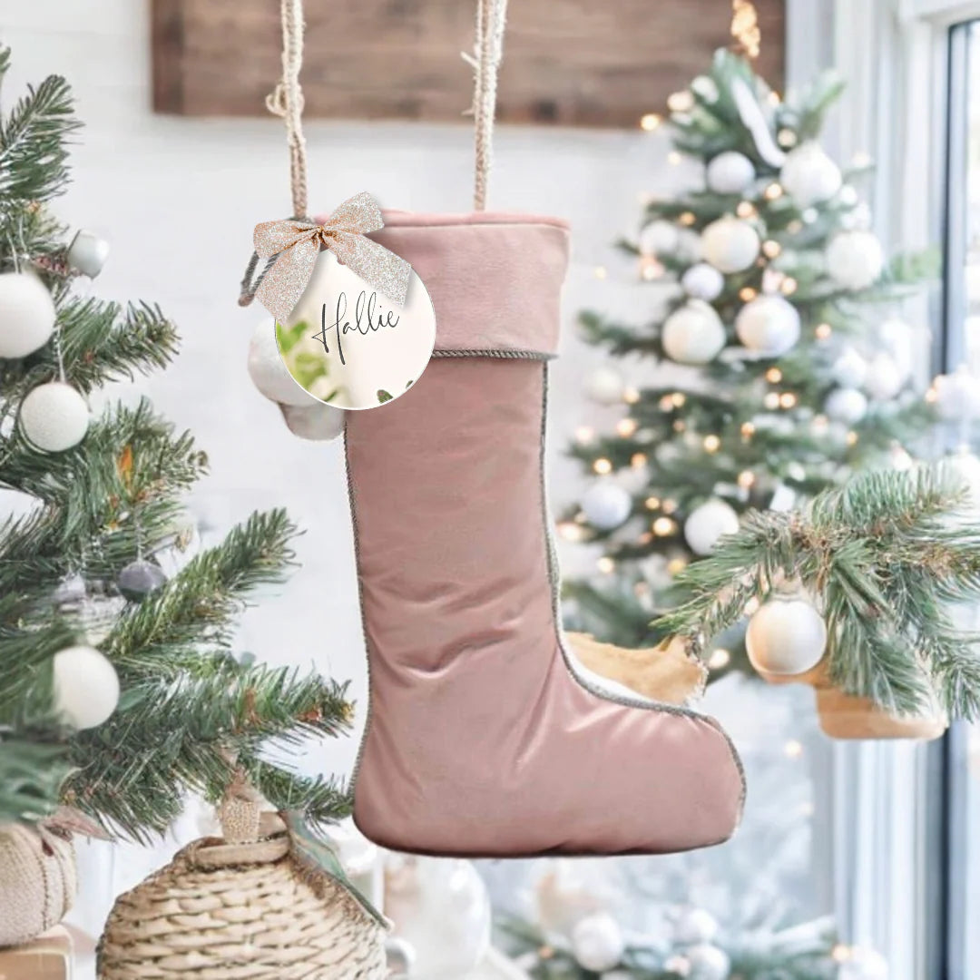 CMC Gold - Velvet Christmas Stocking & Personalised Tag | Various Colours (Pre-Order Nov)