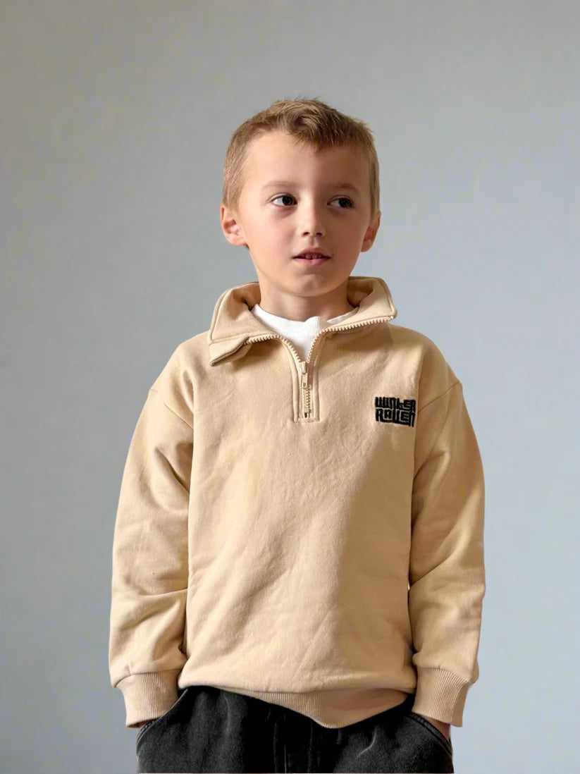 Winter and Raven - Sandstone Marle Half Zip Fleece