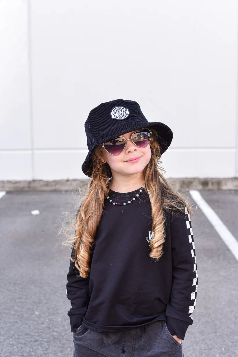 Winter and Raven - Checkmate Corduroy Bucket Hat | Black