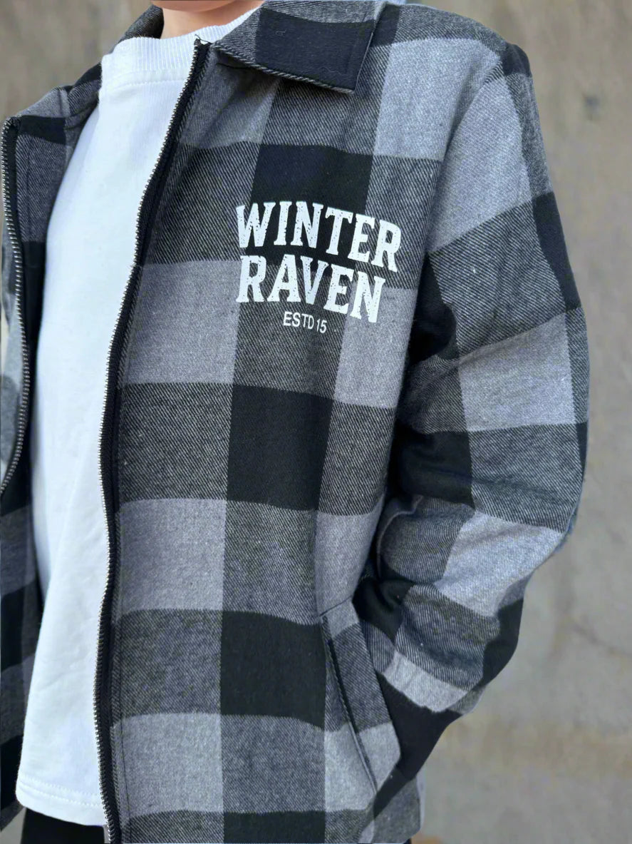 Winter and Raven - Mono Check Shacket