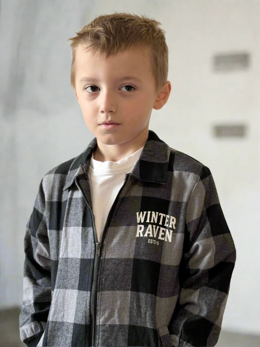 Winter and Raven - Mono Check Shacket
