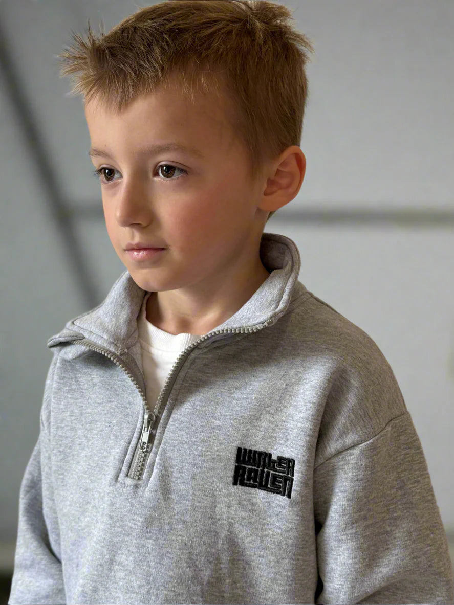 Winter and Raven - Grey Marle Half Zip Fleece