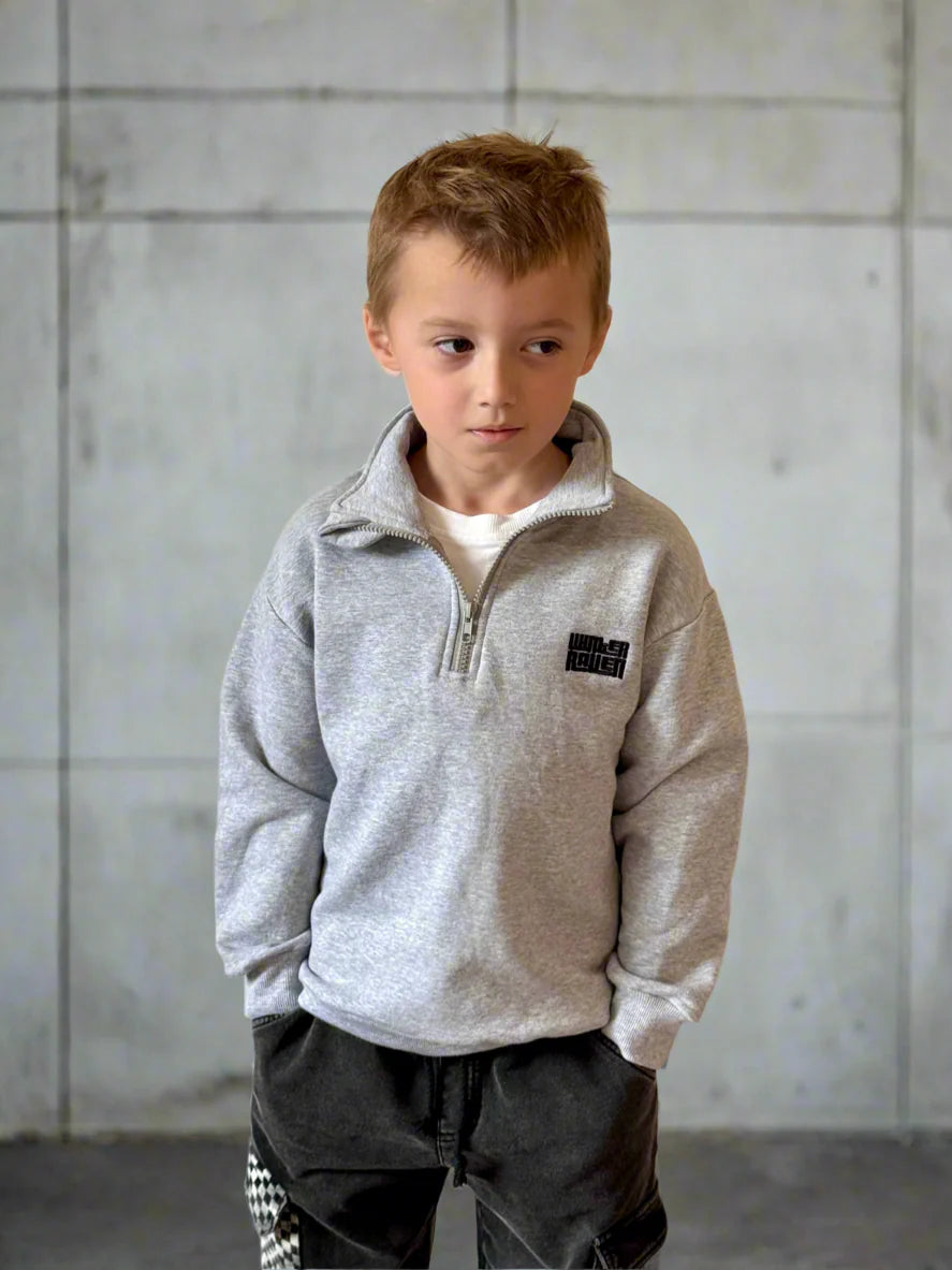 Winter and Raven - Grey Marle Half Zip Fleece