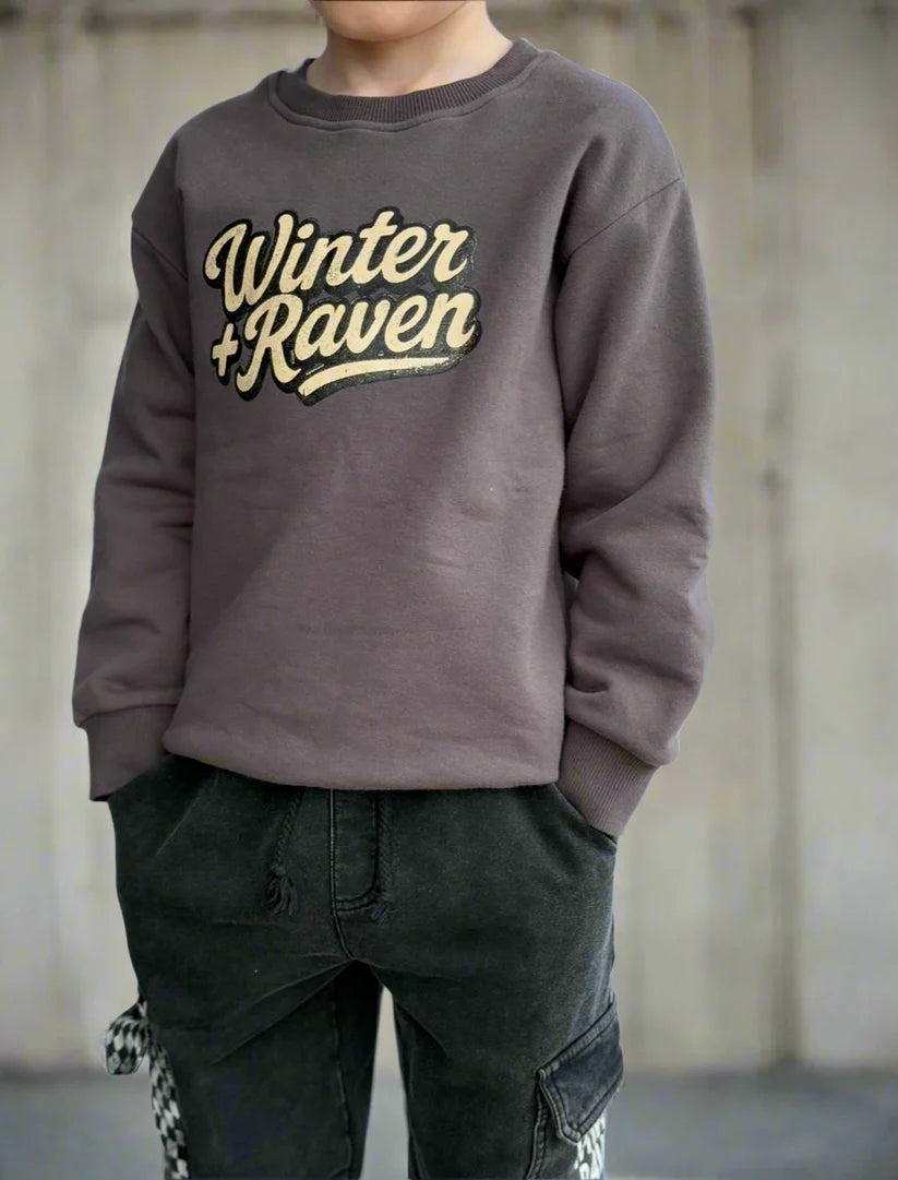 Winter and Raven - Vintage Script Crew | Charcoal Fade