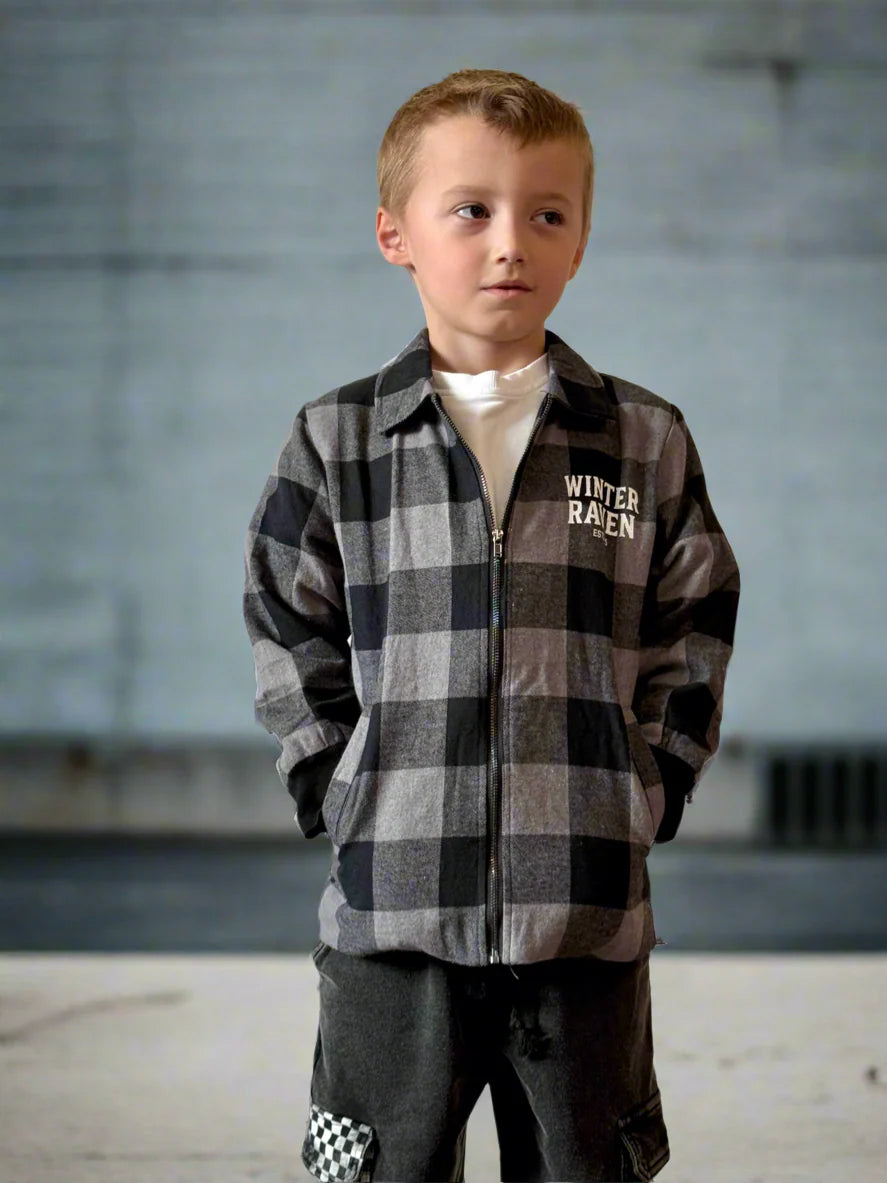 Winter and Raven - Mono Check Shacket