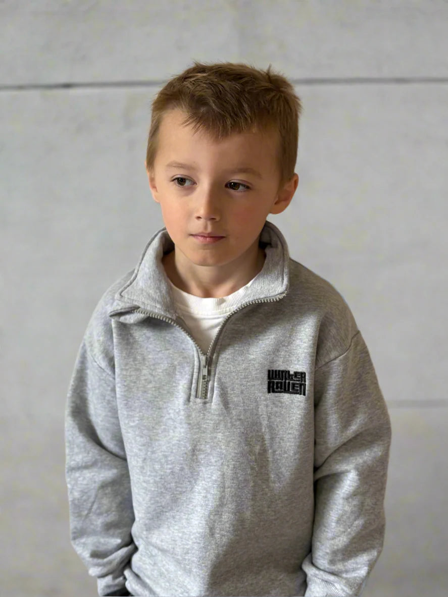 Winter and Raven - Grey Marle Half Zip Fleece