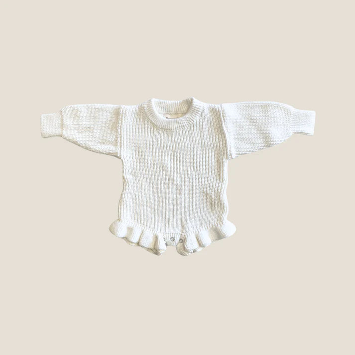Breezy Co. - Frill Knit Romper | Milk