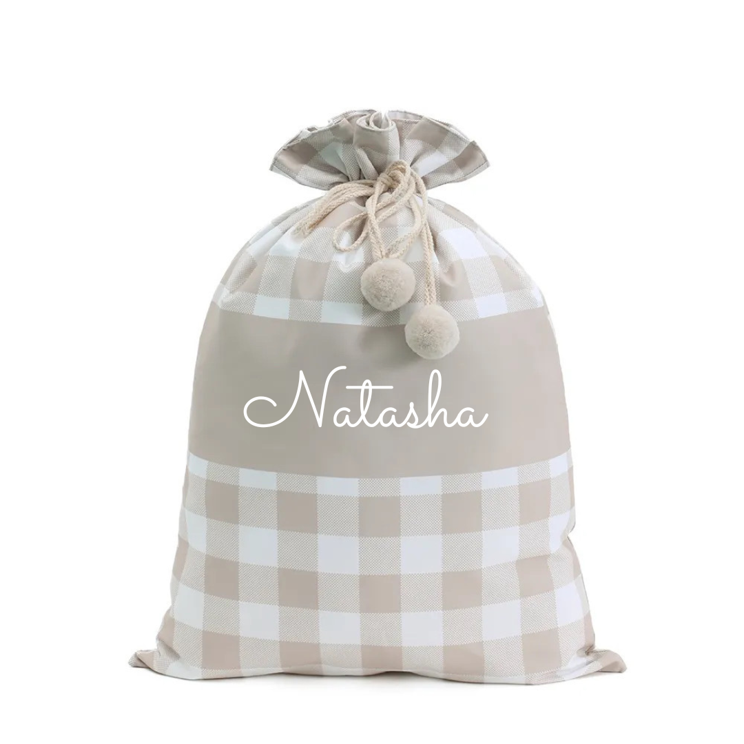 MLW By Design - Gingham Personalised Santa Sack (PRE ORDER DUE MID NOVEMBER)