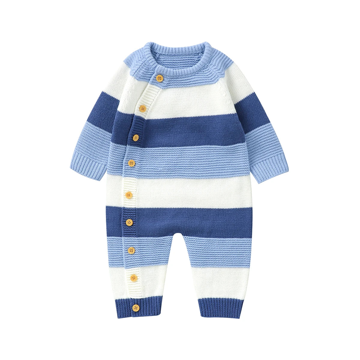 Striped Knit Button Onesie | 3 Colours
