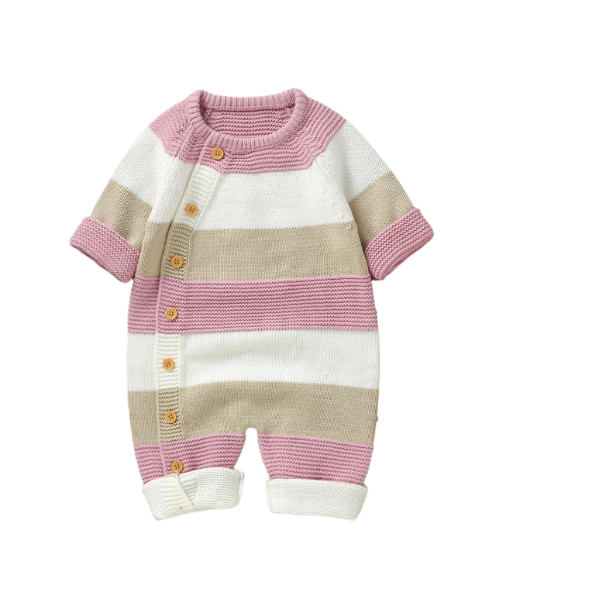 Striped Knit Button Onesie | 3 Colours
