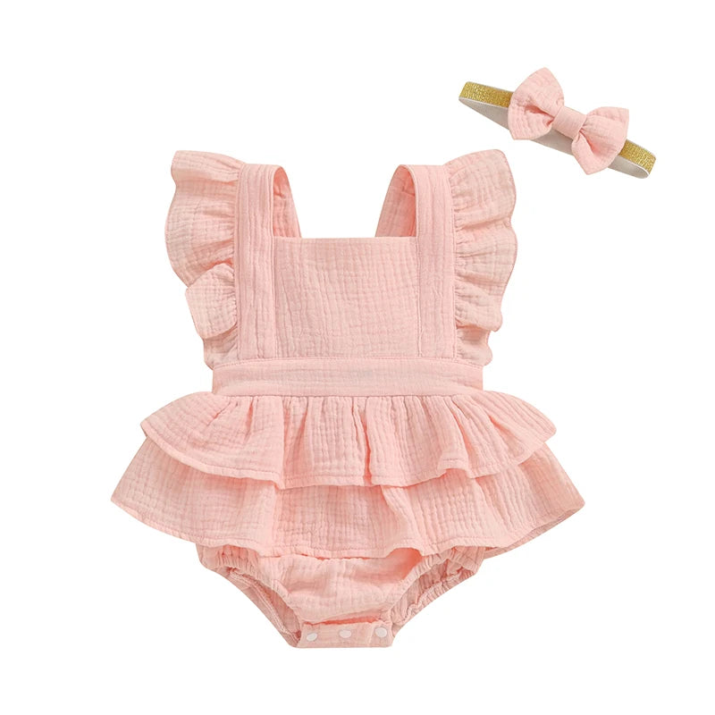 Lexia Flutter Romper & Matching Headband | 6 Colours
