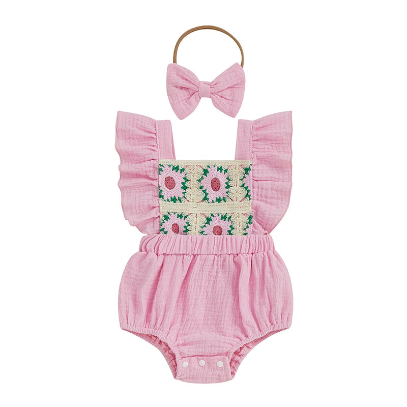 Lilah Pink Romper & Matching Headband