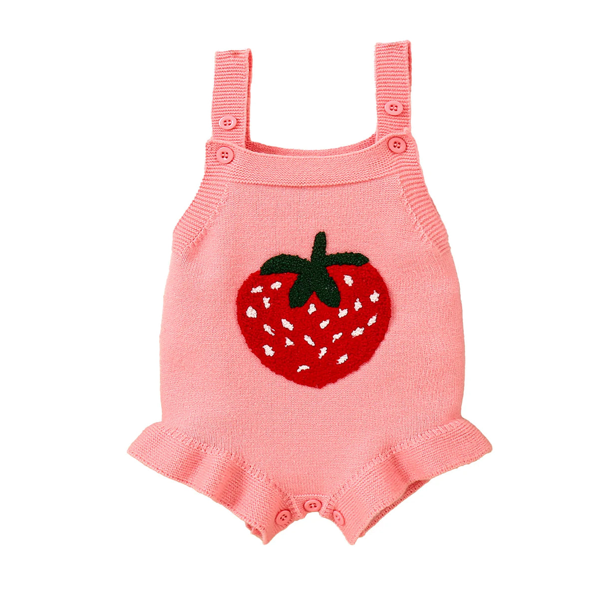 Strawberry Knitted Romper | Pink