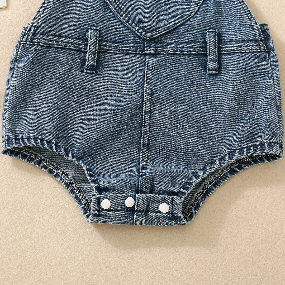 Baby Denim Romper | Heart Pocket