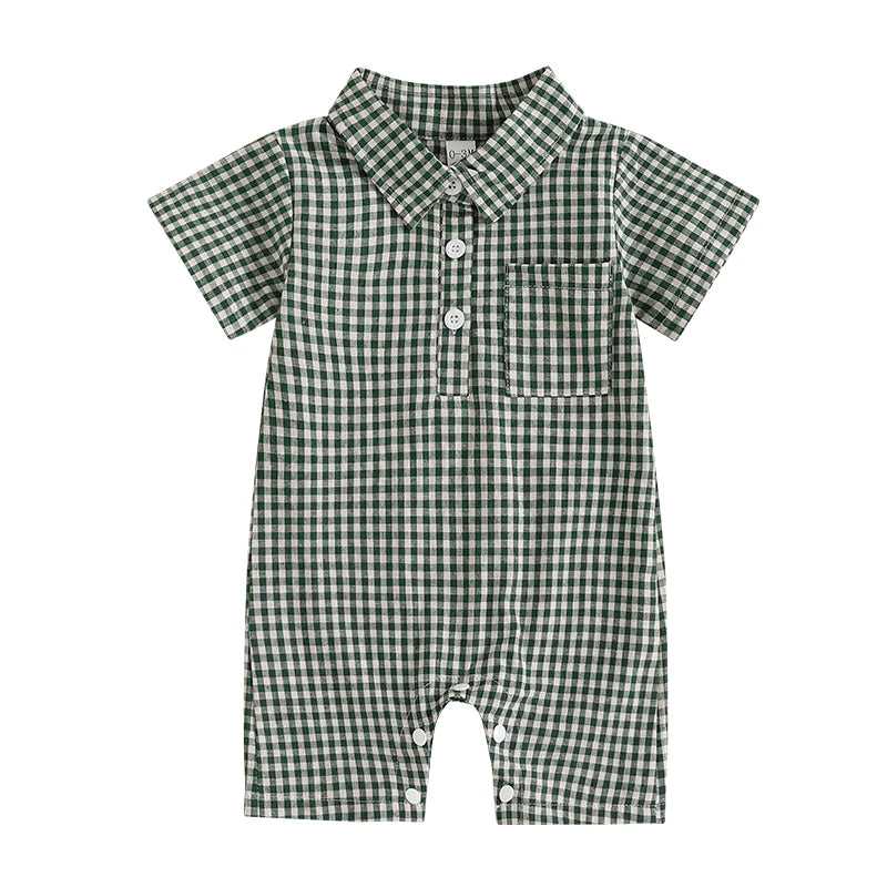 Checkered Pocket Rompers | 3 Colours