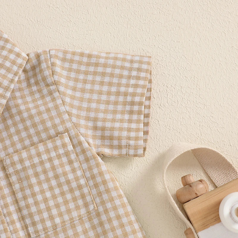 Checkered Pocket Rompers | 3 Colours