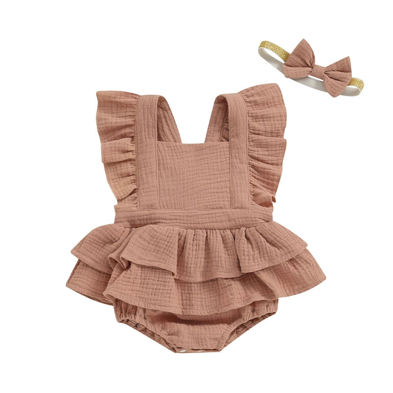 Lexia Flutter Romper & Matching Headband | 6 Colours
