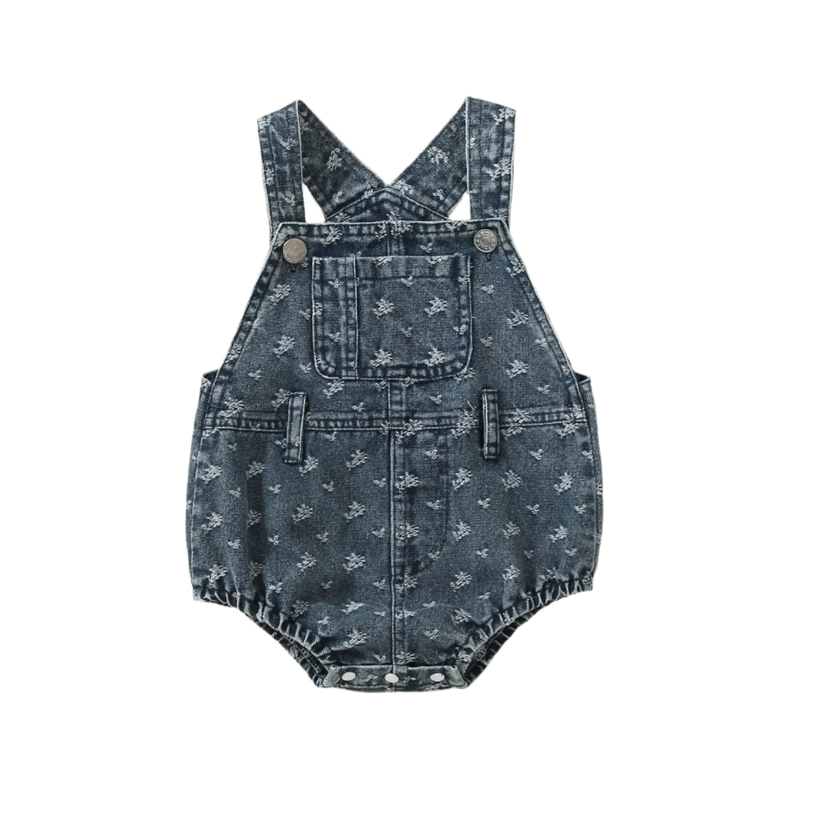 Baby Denim Romper | Floral Print