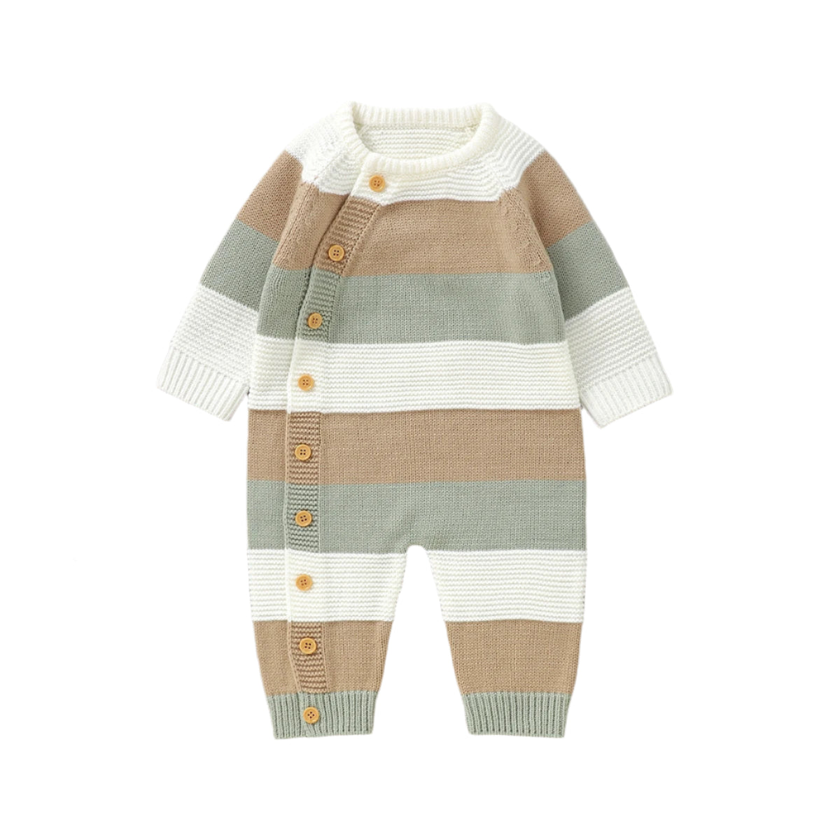 Striped Knit Button Onesie | 3 Colours