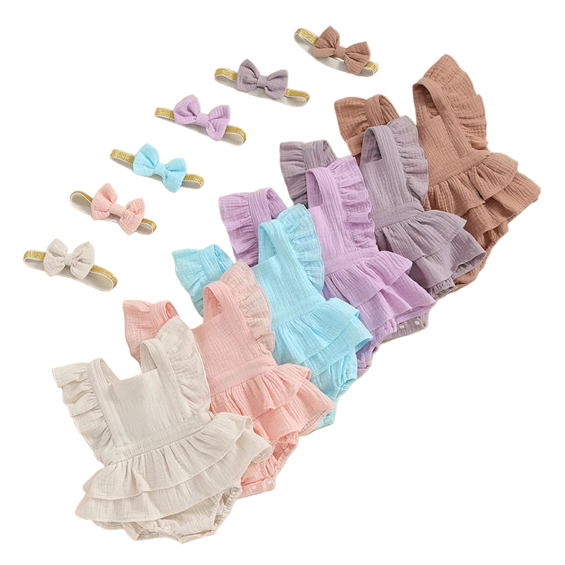 Lexia Flutter Romper & Matching Headband | 6 Colours