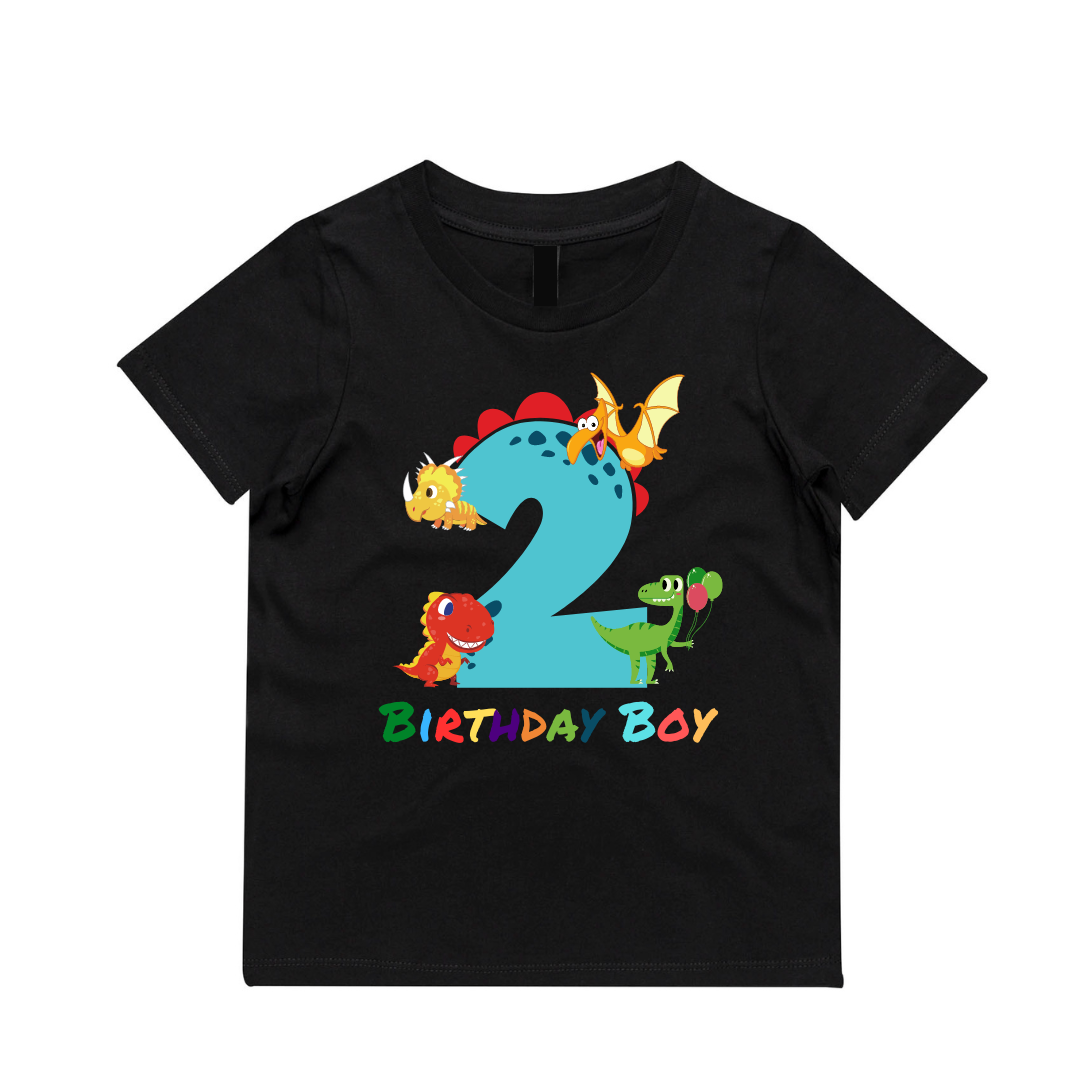 MLW By Design - Personalised Dino Birthday Tee | Various Colours & Ages