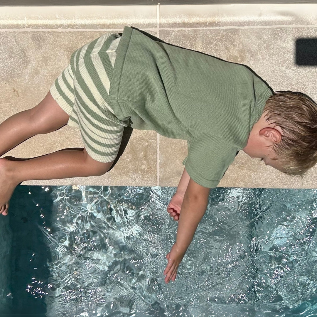 Lilla Hjärtat - Stripe Bike Shorts | Sage & Cream *CLEARANCE*