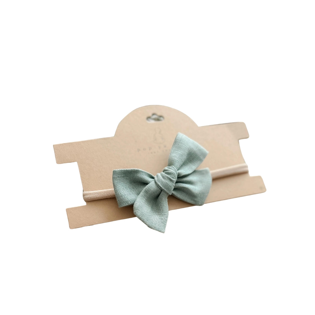 Pop Ya Tot - Linen Baby Bow Headband | Teal