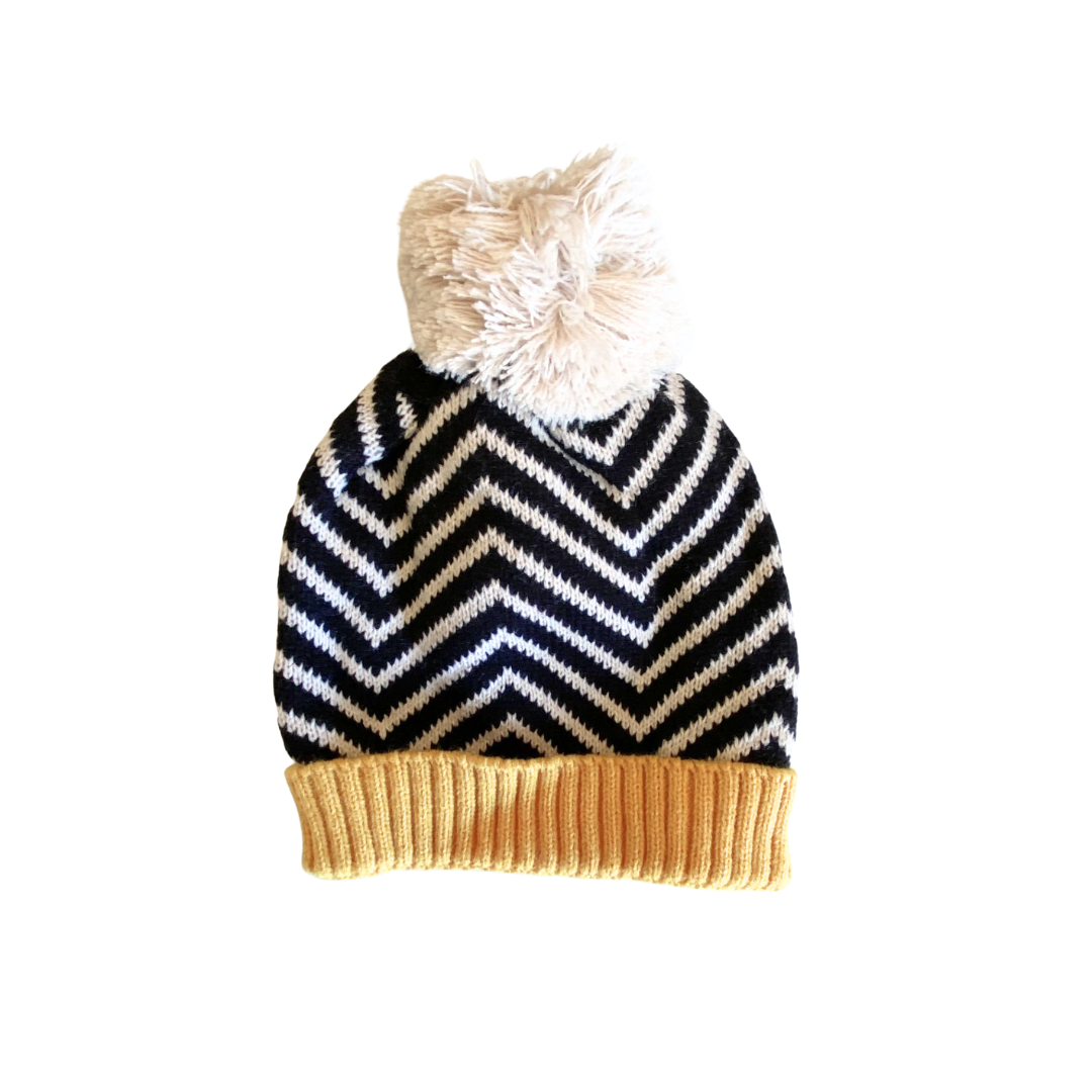 Rupert & Mila - Black Zig Zag Knit Beanie *CLEARANCE*