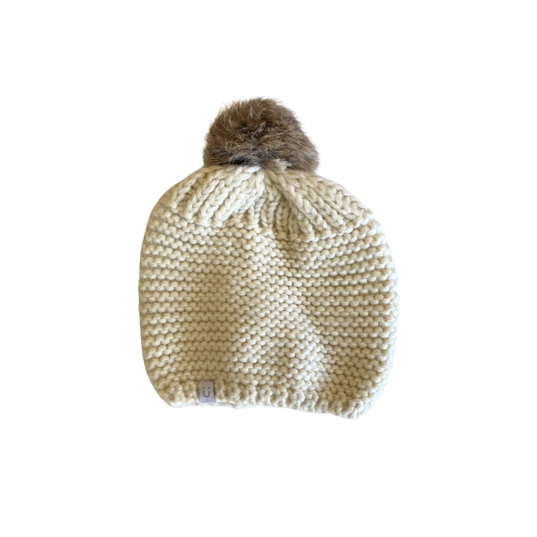 Rupert & Mila - Beige Pompom Knit Beanie *CLEARANCE*