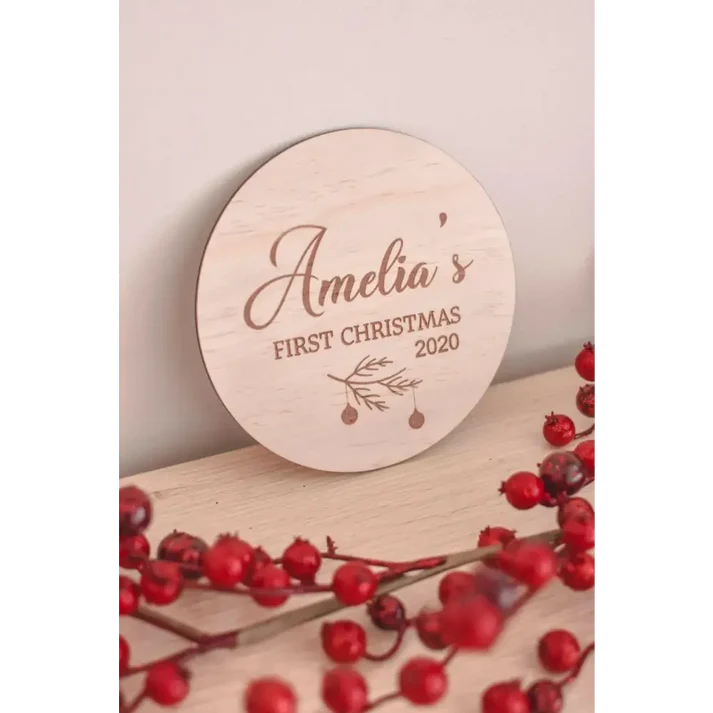 Timber Tinkers -  Personalised Baby's First Christmas Plaque 2025