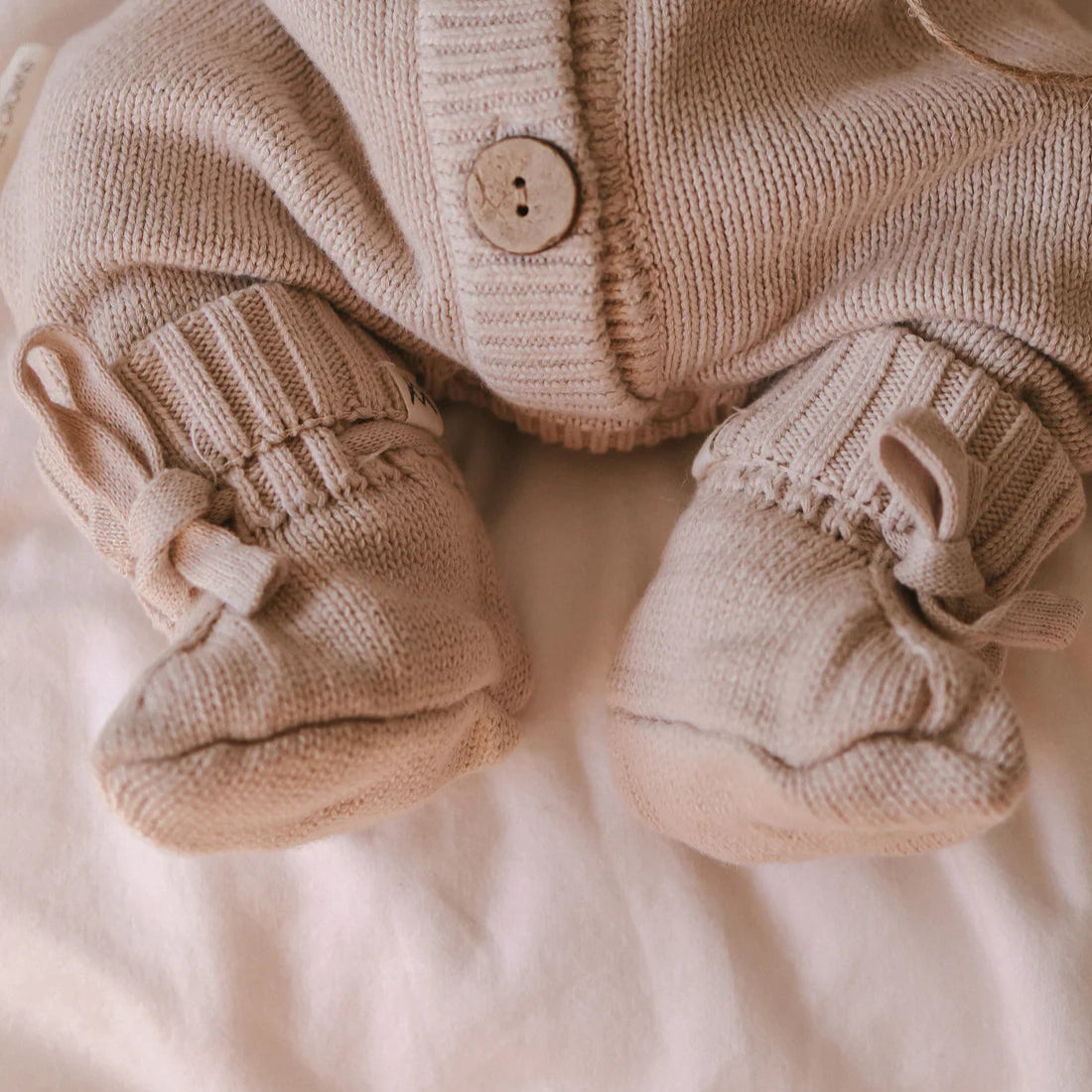 3 Little Crowns - Knitted Booties | Mushroom