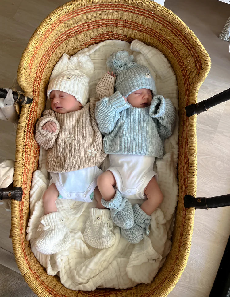 3 Little Crowns - Textured Knit Booties | Stormy Blue