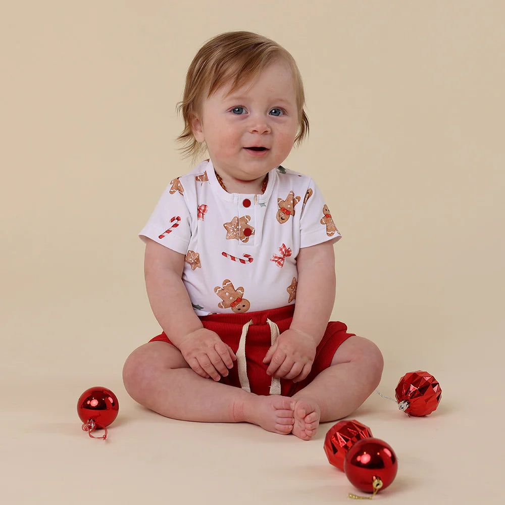 Snuggle Hunny Kids - Gingerbread Short Sleeve Organic Bodysuit
