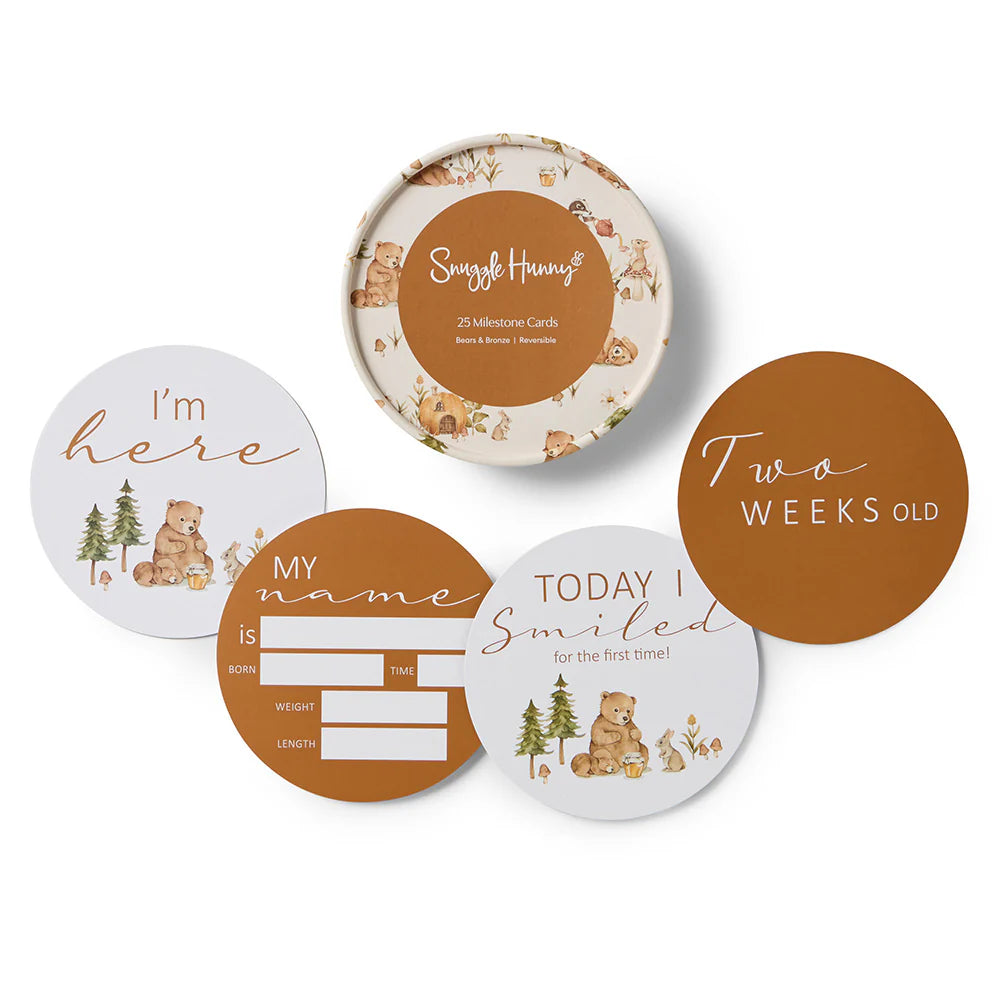 Snuggle Hunny Kids - Reversible Milestone Cards | Bears & Bronze