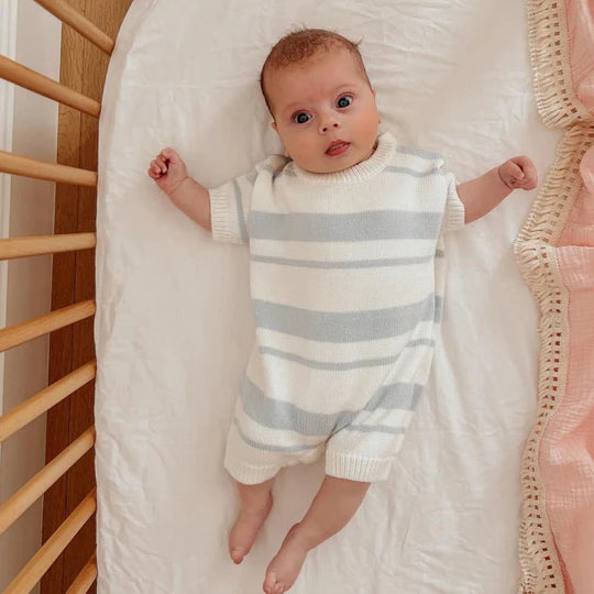 Lilla Hjärtat - Knitted Playsuit | Ocean *CLEARANCE*