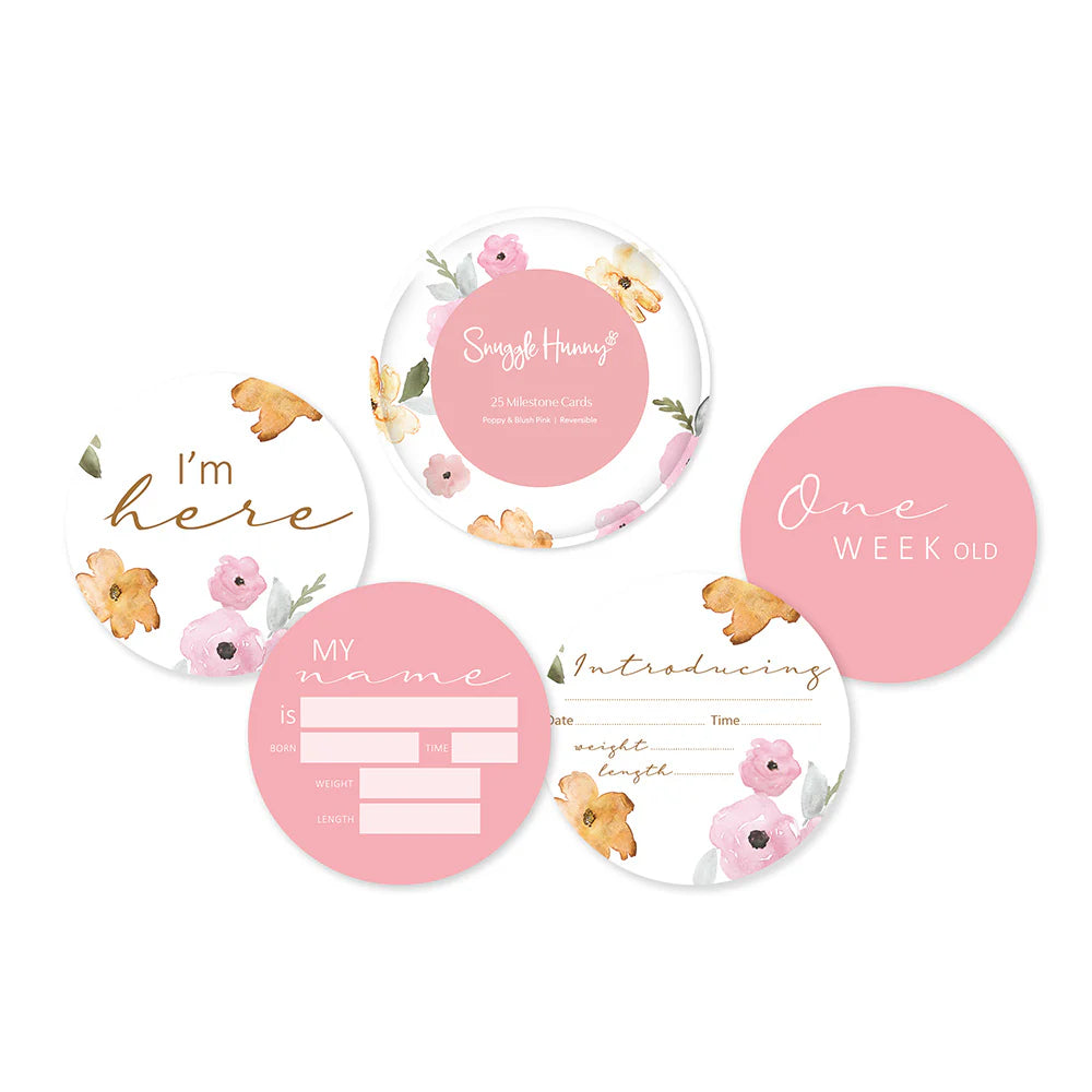Snuggle Hunny Kids - Reversible Milestone Cards | Poppy & Blush Pink