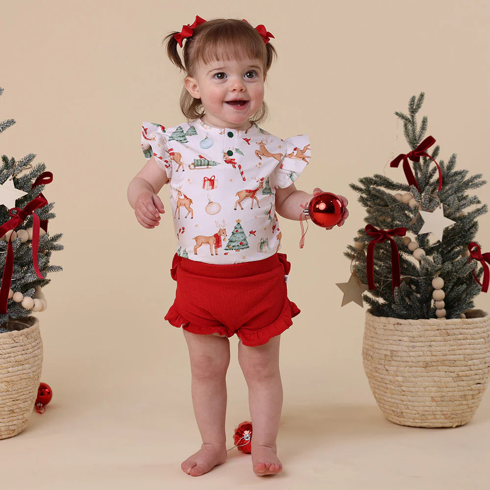 Snuggle Hunny Kids - Prancer & Friends Short Sleeve Organic Bodysuit With Frill