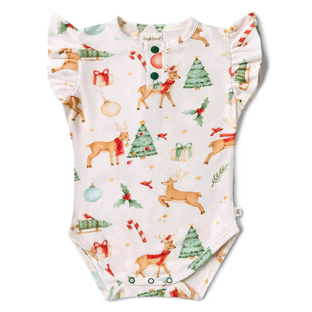Snuggle Hunny Kids - Prancer & Friends Short Sleeve Organic Bodysuit With Frill