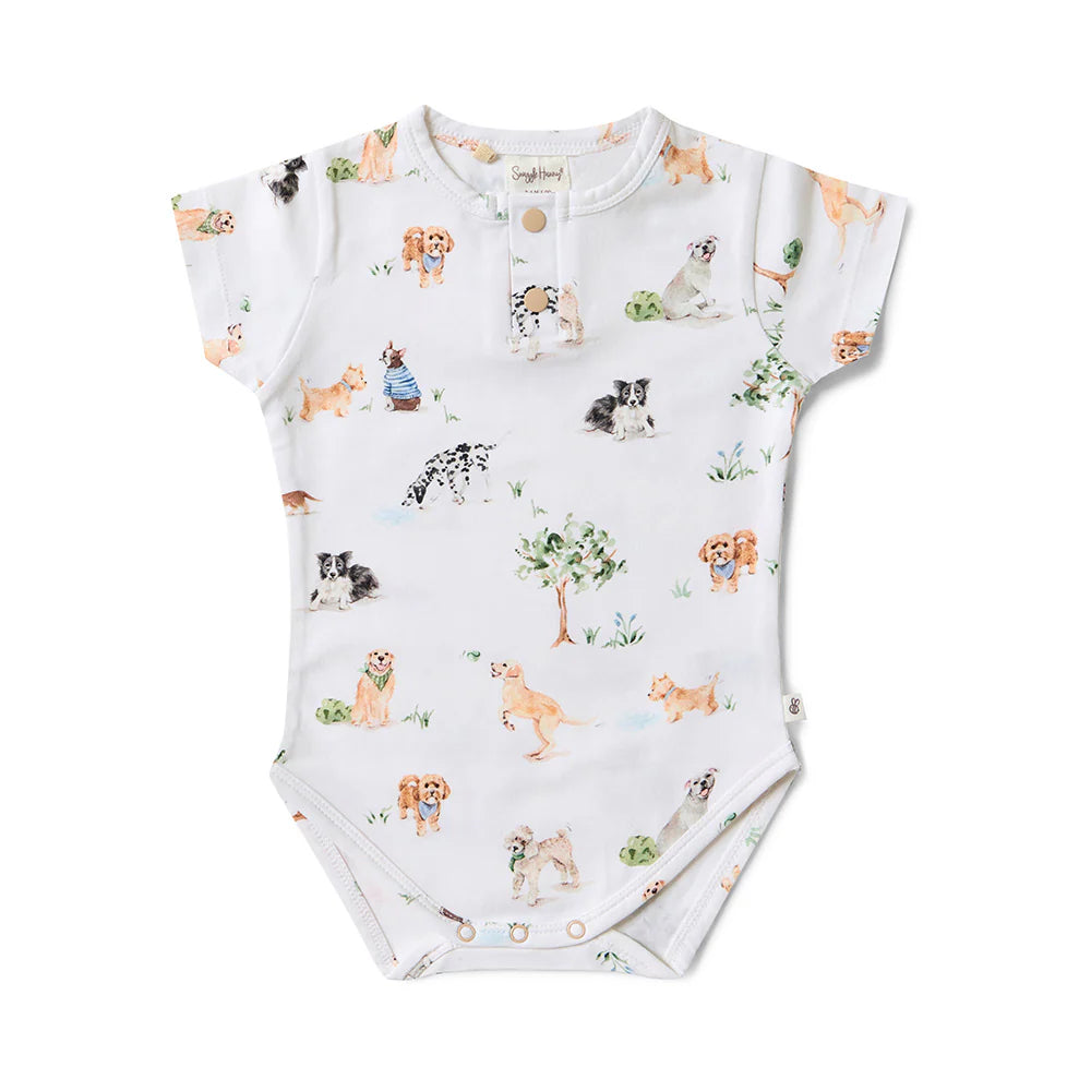 Snuggle Hunny Kids - Short Sleeve Organic Bodysuit | Dog Park