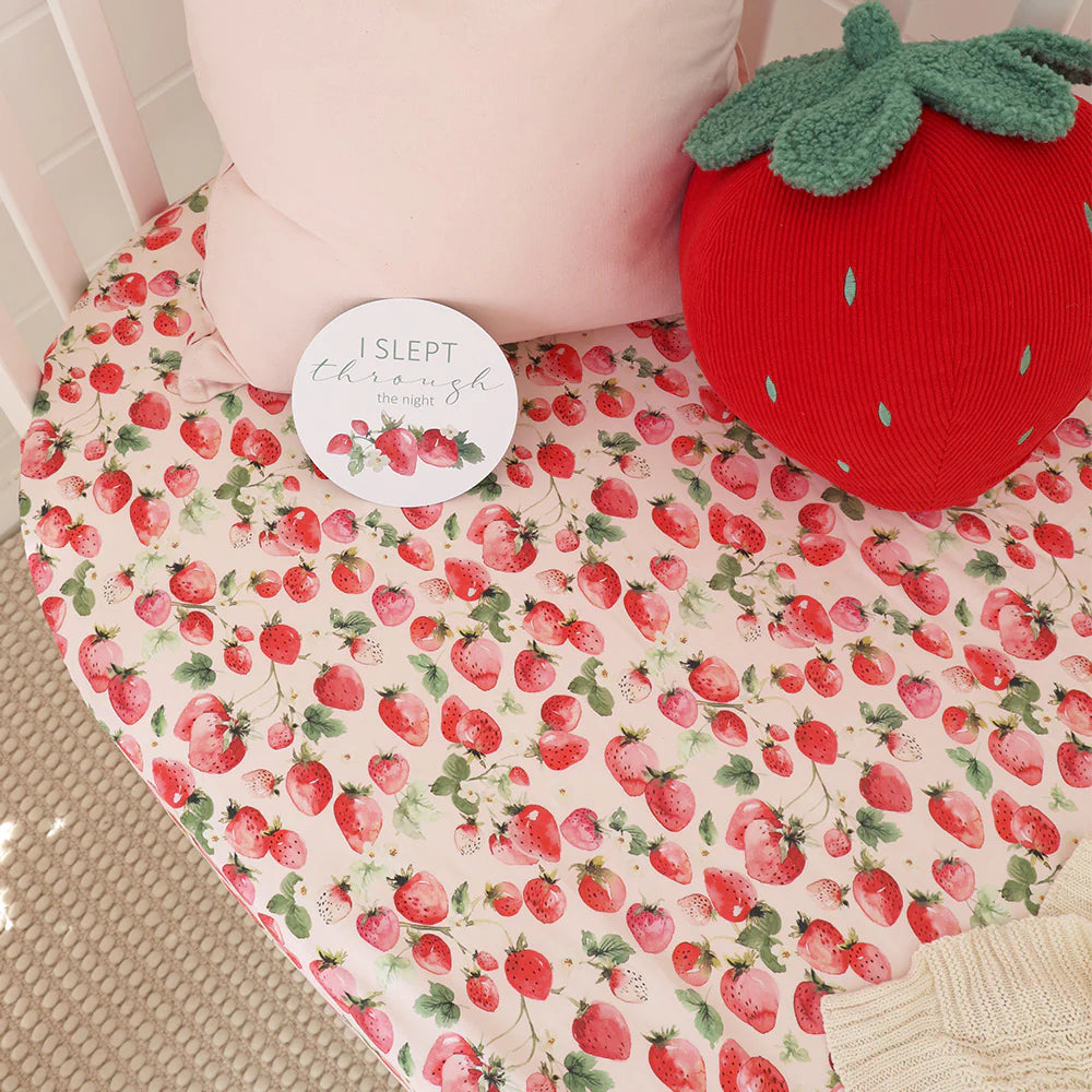 Snuggle Hunny Kids - Organic Fitted Cot Sheet | Strawberry