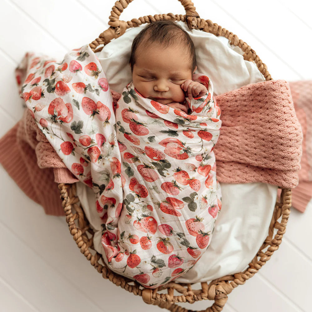 Snuggle Hunny Kids - Organic Muslin Wrap | Strawberry