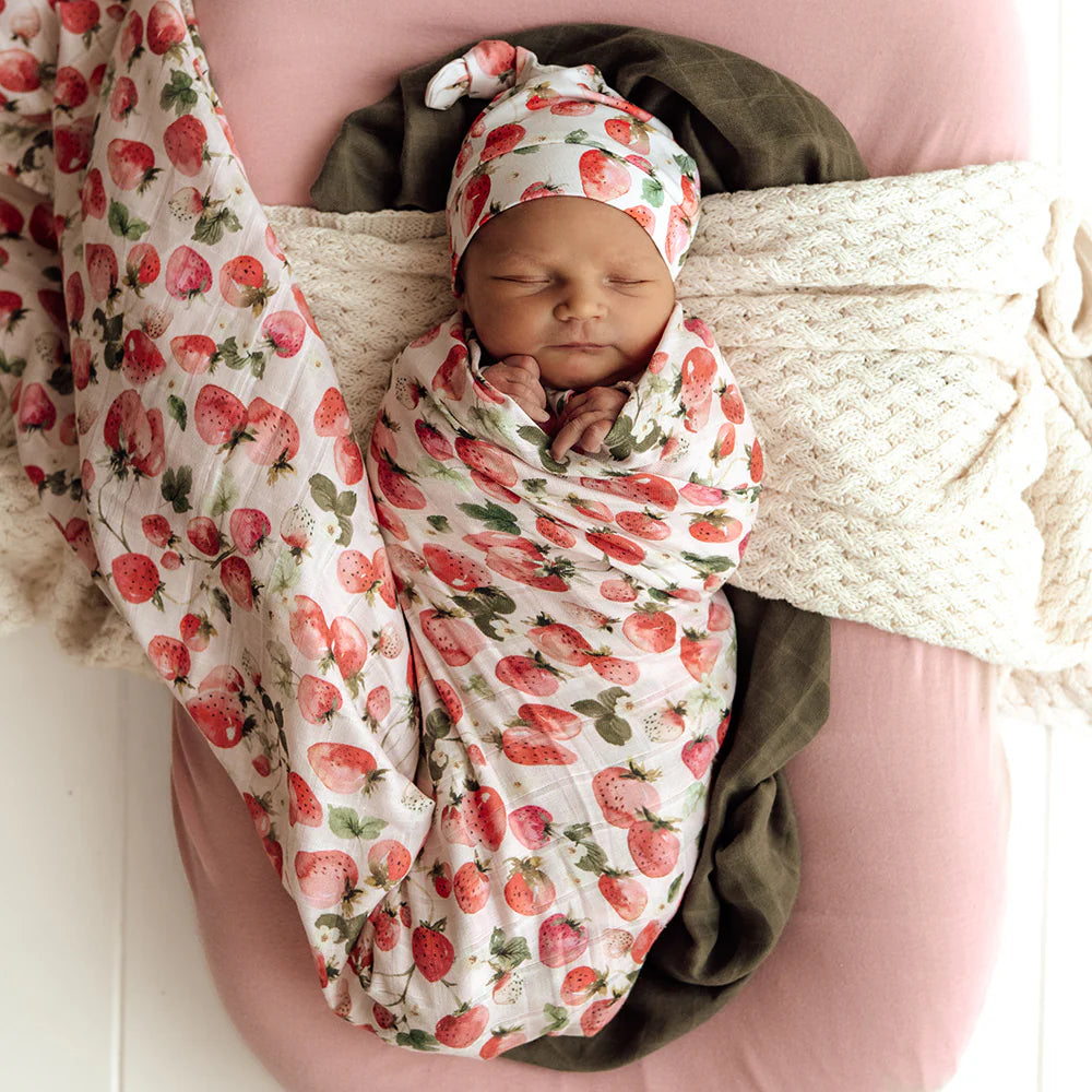 Snuggle Hunny Kids - Organic Muslin Wrap | Strawberry