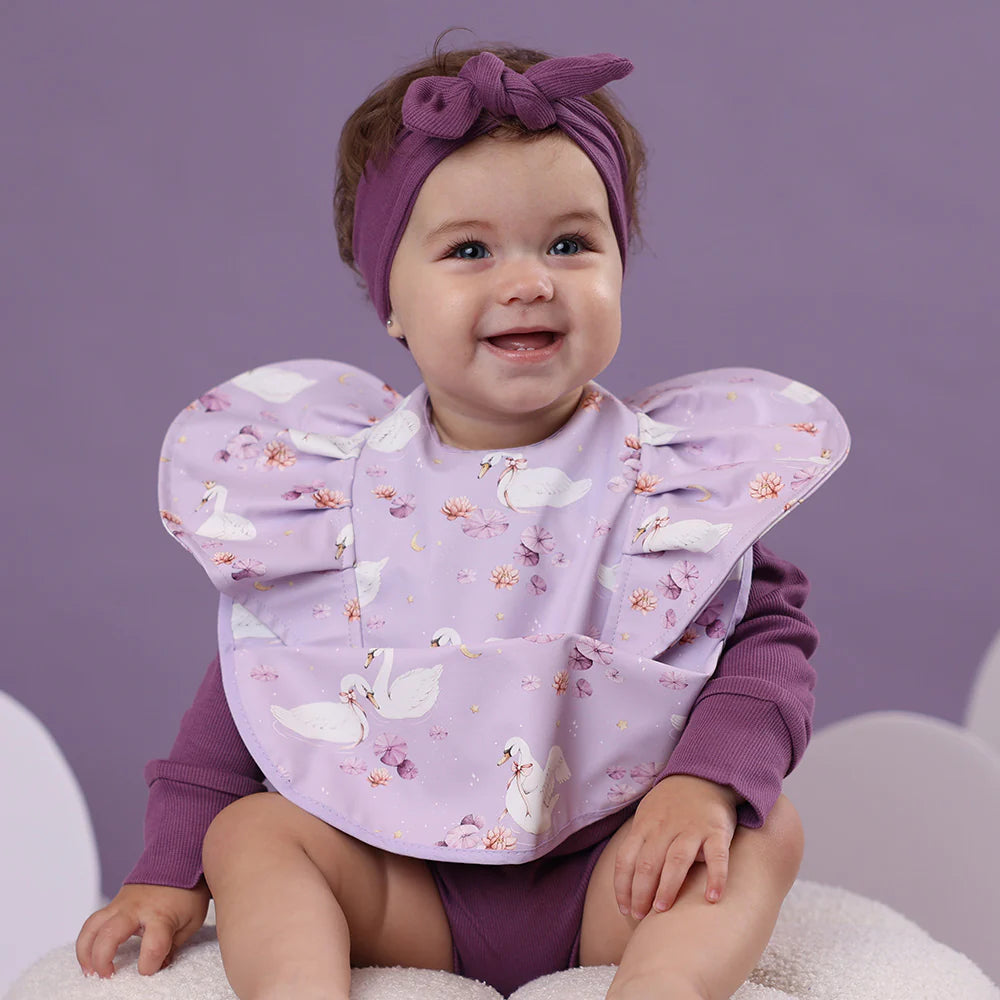 Snuggle Hunny Kids - Waterproof Frill Snuggle Bib | Swan Lake