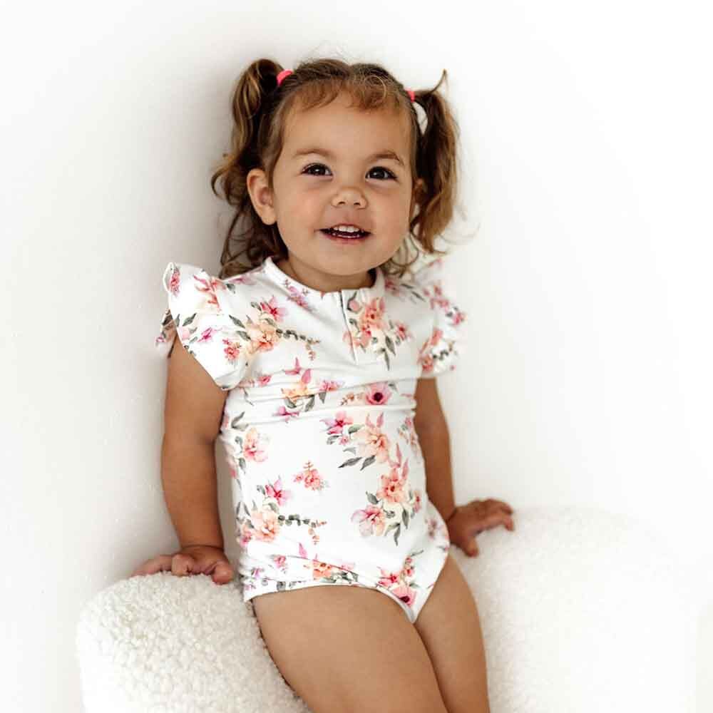 Snuggle Hunny Kids - Short Sleeve Frill Organic Bodysuit | Camille