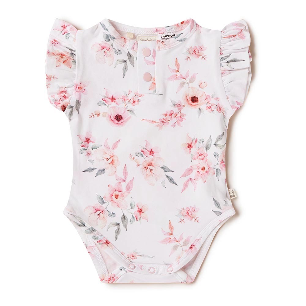 Snuggle Hunny Kids - Short Sleeve Frill Organic Bodysuit | Camille
