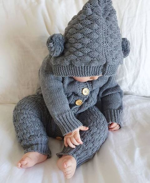 Bear Knit Onesie | Charcoal