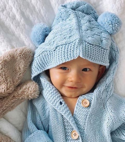 Bear Knit Onesie | Blue