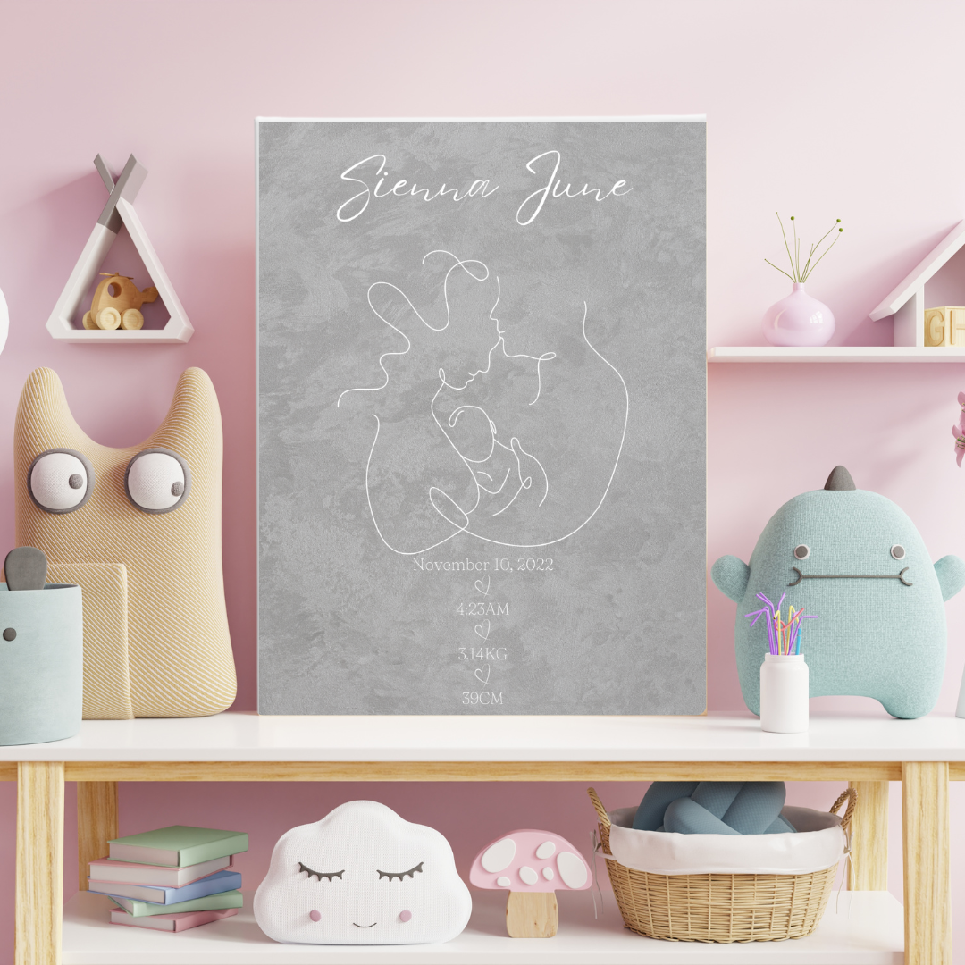 MLW By Design - Minimalist Personalised Birth Details Canvas Print