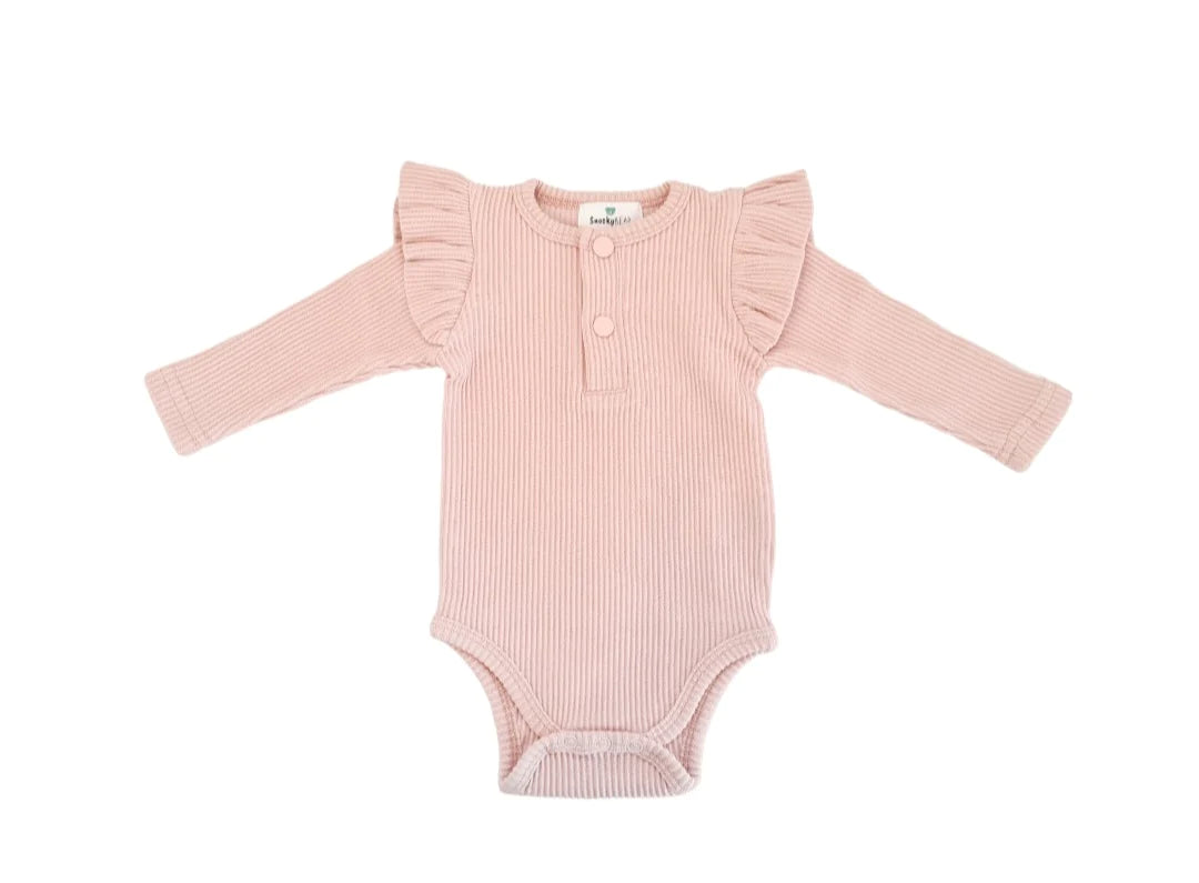 Snooky Bear - Frilly Long Sleeve Bodysuit | Dusty Pink
