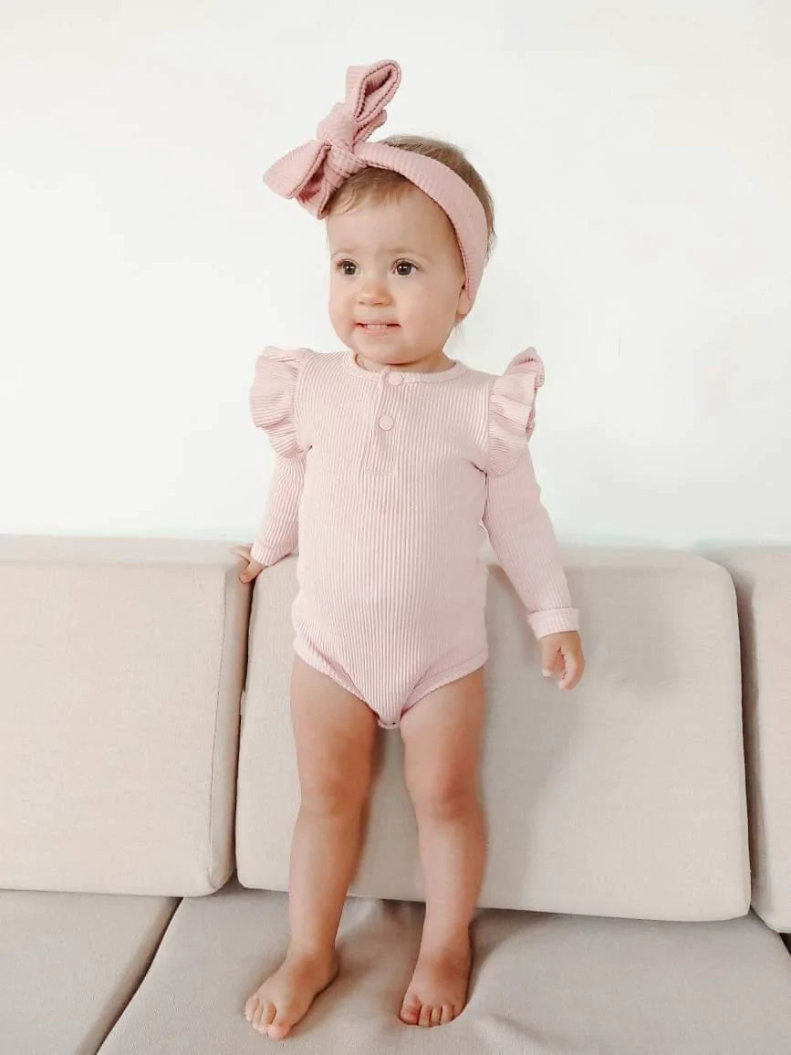 Snooky Bear - Frilly Long Sleeve Bodysuit | Dusty Pink